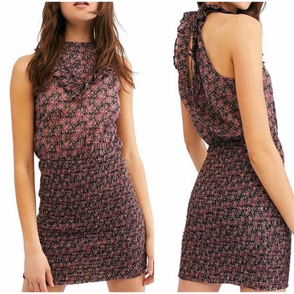 Free People Dresses & Skirts - NEW Free People I'm Your Favorite Dress Plum Combo Floral Womens Medium NWT